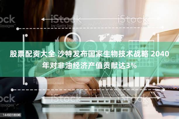 股票配资大全 沙特发布国家生物技术战略 2040年对非油经济产值贡献达3%