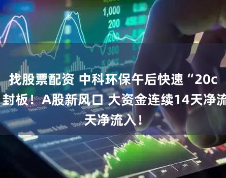 找股票配资 中科环保午后快速“20cm”封板！A股新风口 大资金连续14天净流入！